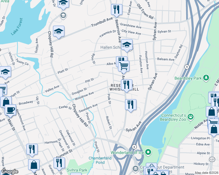 map of restaurants, bars, coffee shops, grocery stores, and more near 360 Polk Street in Bridgeport