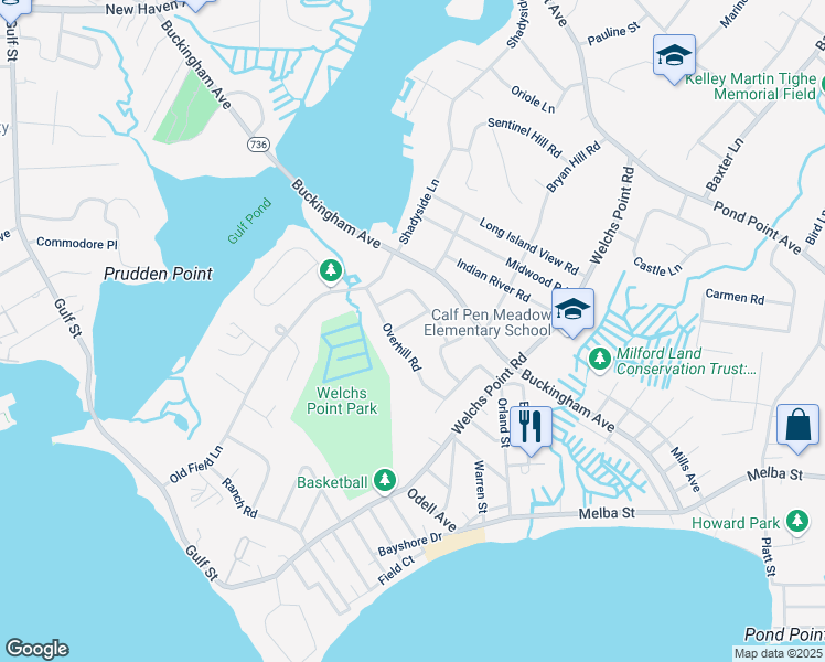 map of restaurants, bars, coffee shops, grocery stores, and more near 61 Canterbury Lane in Milford