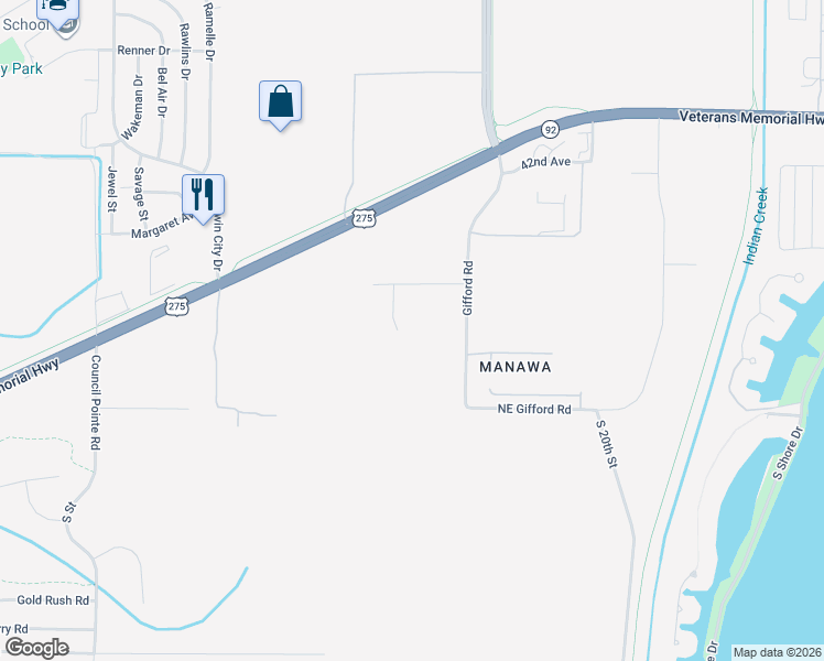 map of restaurants, bars, coffee shops, grocery stores, and more near 4445 Gifford Road in Council Bluffs
