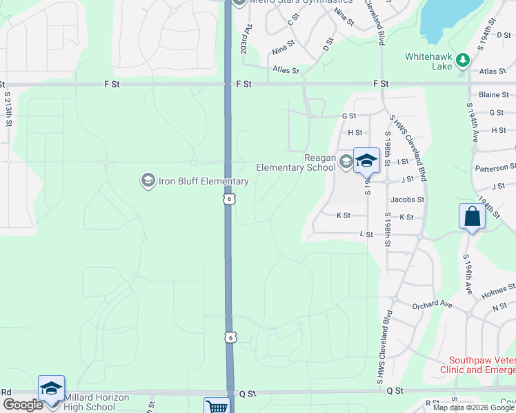 map of restaurants, bars, coffee shops, grocery stores, and more near 4661-4929 South 204th Street in Douglas County