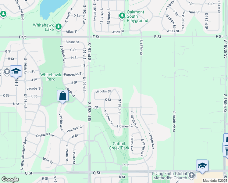 map of restaurants, bars, coffee shops, grocery stores, and more near 18846 Jacobs Circle in Omaha