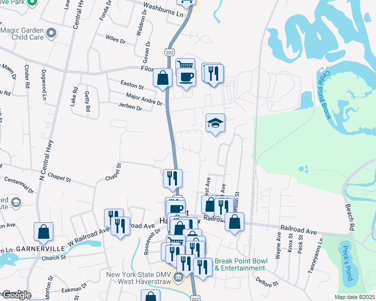 map of restaurants, bars, coffee shops, grocery stores, and more near in Rockland County