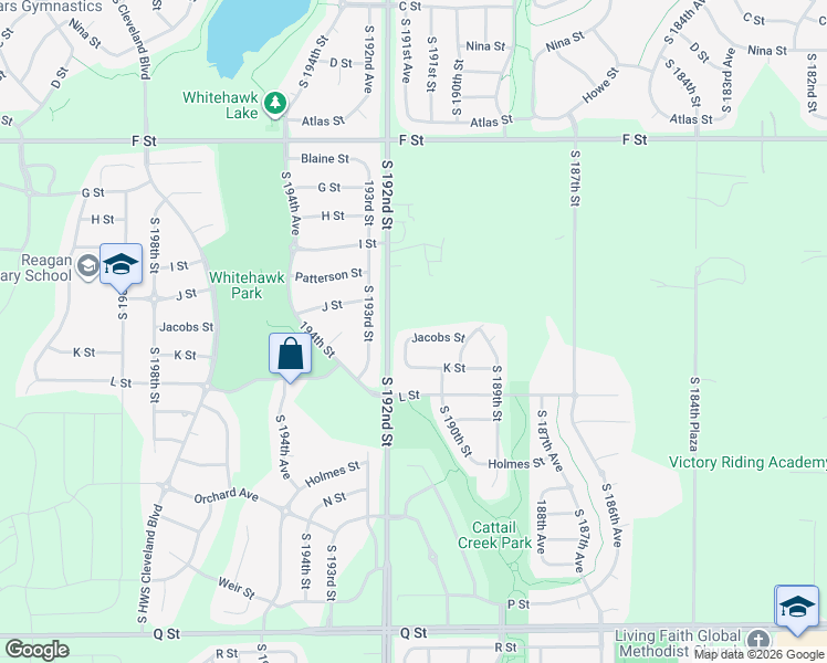 map of restaurants, bars, coffee shops, grocery stores, and more near 19042 Jacobs Street in Omaha