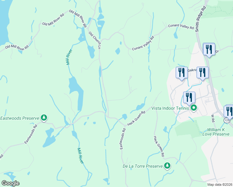 map of restaurants, bars, coffee shops, grocery stores, and more near 8 Nancys Lane in Pound Ridge