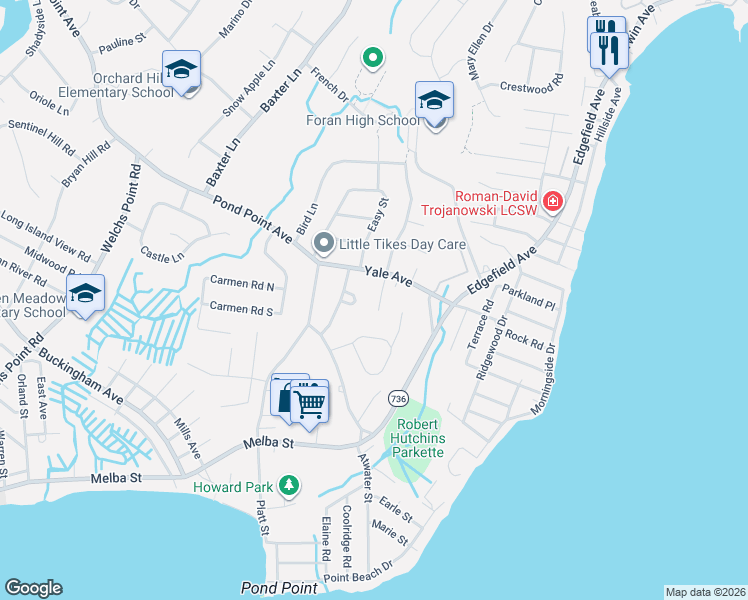 map of restaurants, bars, coffee shops, grocery stores, and more near 24 Devine Place in Milford