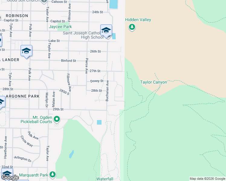 map of restaurants, bars, coffee shops, grocery stores, and more near 2790 Buchanan Avenue in Ogden