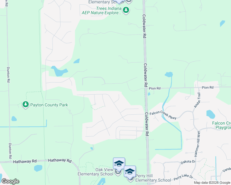 map of restaurants, bars, coffee shops, grocery stores, and more near 14301 Coldwater Road in Fort Wayne