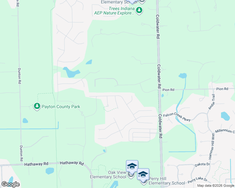 map of restaurants, bars, coffee shops, grocery stores, and more near 14301 Coldwater Road in Fort Wayne