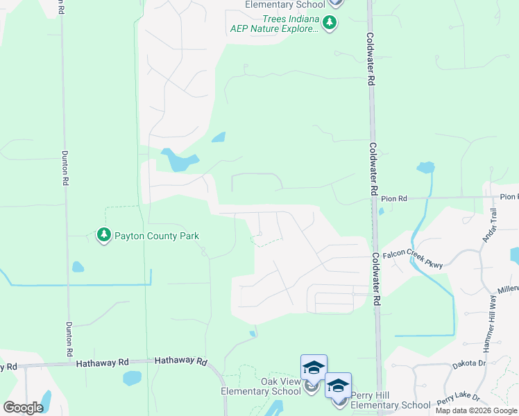 map of restaurants, bars, coffee shops, grocery stores, and more near 14301 Coldwater Road in Fort Wayne
