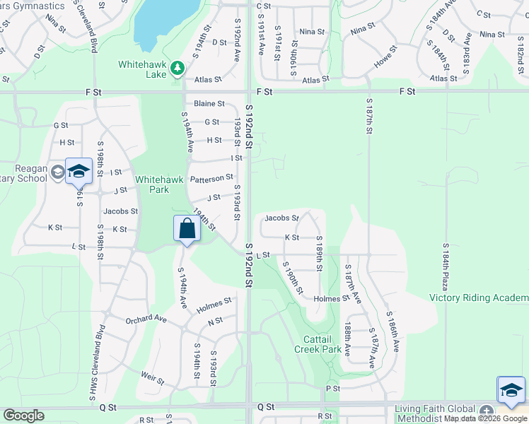 map of restaurants, bars, coffee shops, grocery stores, and more near 19042 Jacobs Street in Omaha