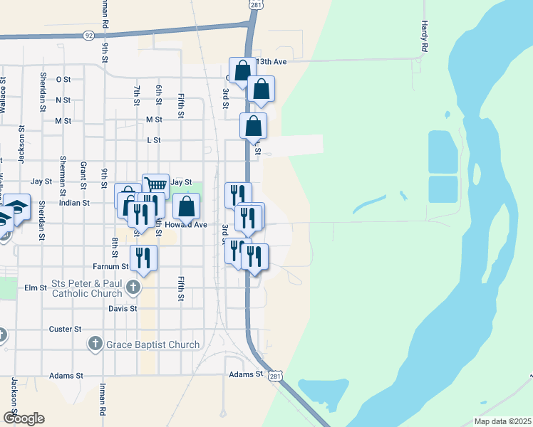 map of restaurants, bars, coffee shops, grocery stores, and more near 116 Howard Avenue in Saint Paul