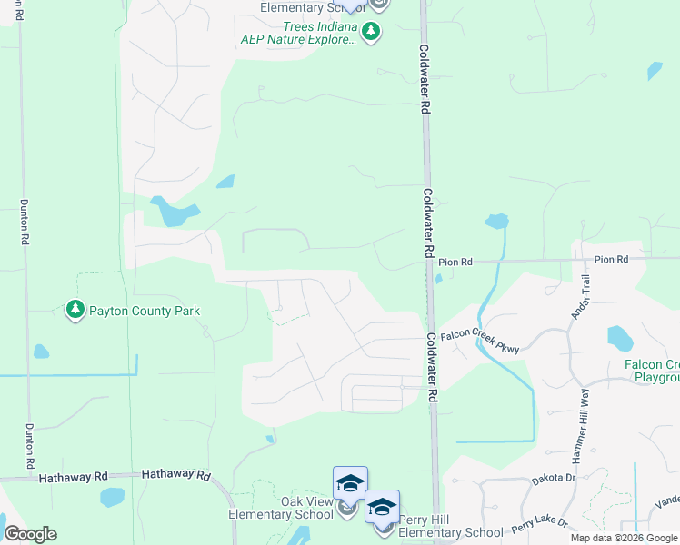 map of restaurants, bars, coffee shops, grocery stores, and more near 14301 Coldwater Road in Fort Wayne