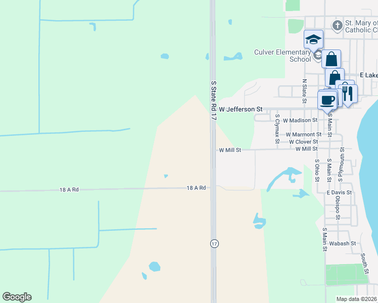 map of restaurants, bars, coffee shops, grocery stores, and more near in Culver