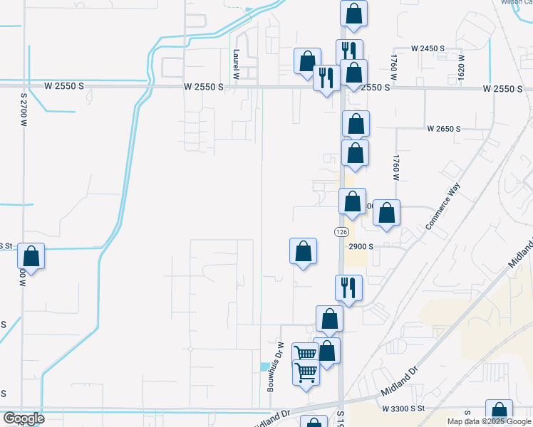 map of restaurants, bars, coffee shops, grocery stores, and more near 2805 South 2025 West in West Haven