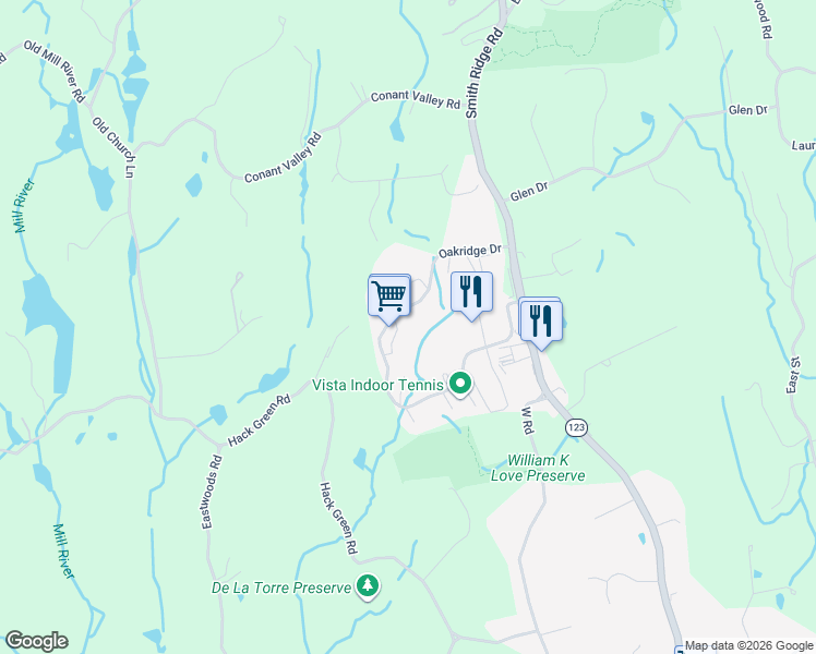 map of restaurants, bars, coffee shops, grocery stores, and more near 204 Lakeside Drive in South Salem