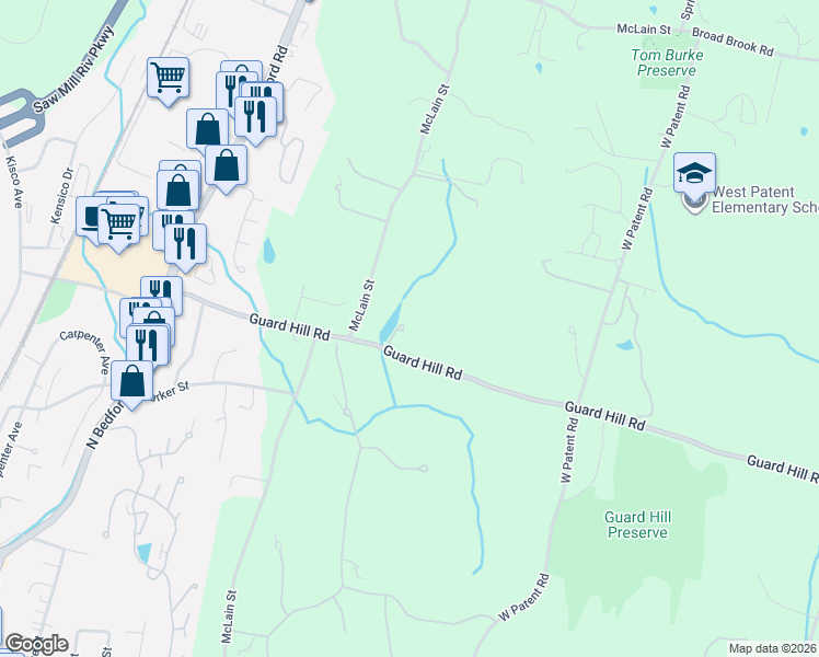 map of restaurants, bars, coffee shops, grocery stores, and more near 16 Guard Hill Road in Mount Kisco