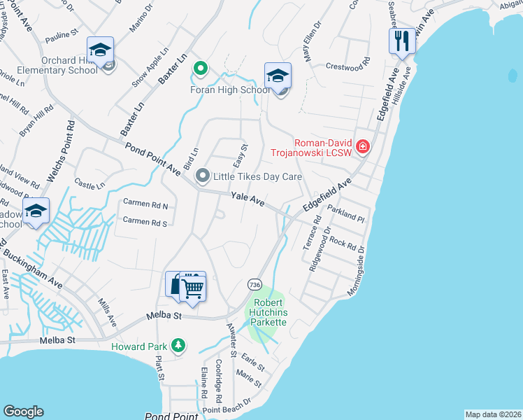 map of restaurants, bars, coffee shops, grocery stores, and more near 94 Yale Avenue in Milford