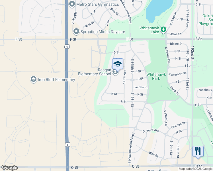 map of restaurants, bars, coffee shops, grocery stores, and more near 4514 South 199th Avenue in Omaha