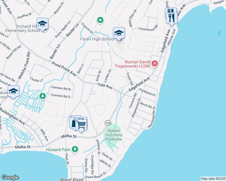 map of restaurants, bars, coffee shops, grocery stores, and more near 94 Yale Avenue in Milford