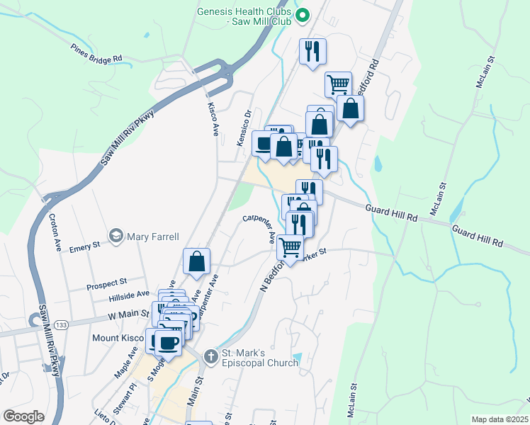 map of restaurants, bars, coffee shops, grocery stores, and more near 224 Carpenter Avenue in Mount Kisco