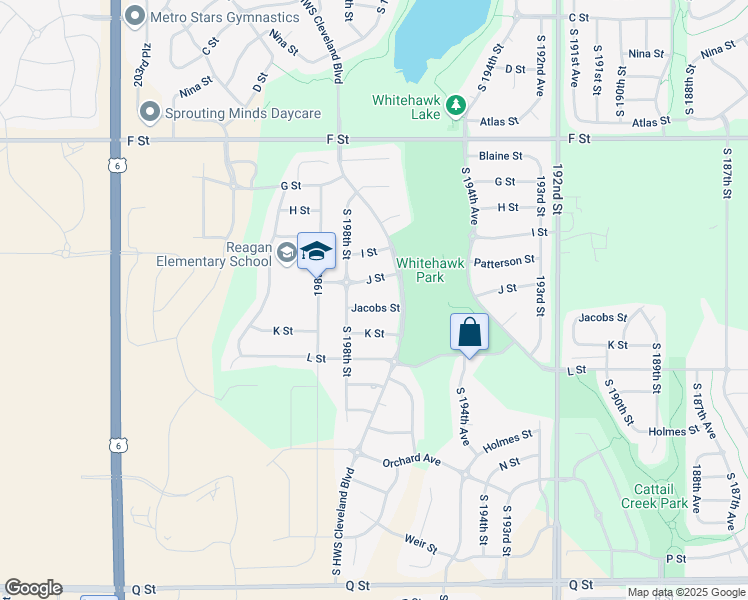map of restaurants, bars, coffee shops, grocery stores, and more near 19724 Jacobs Street in Omaha