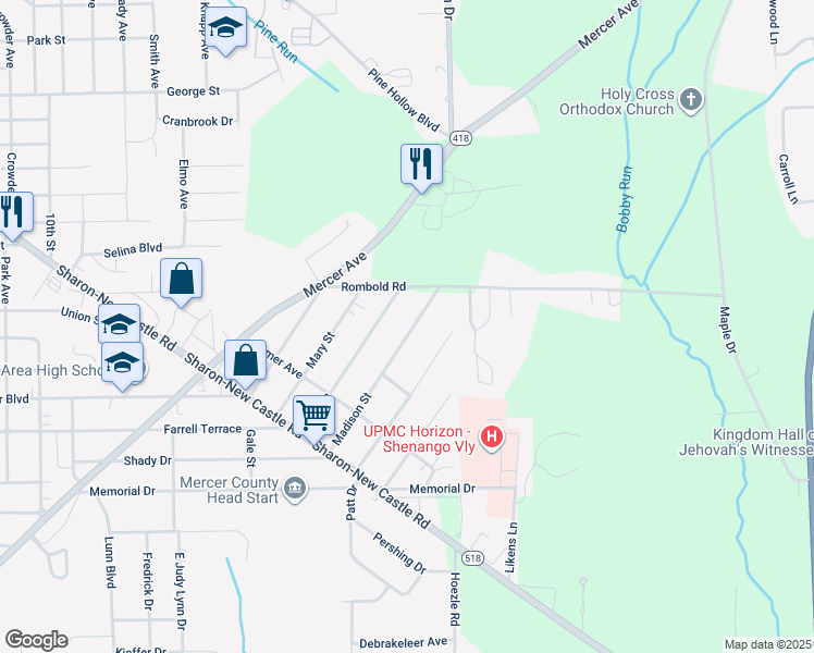 map of restaurants, bars, coffee shops, grocery stores, and more near 2046 Madison Street in Hermitage