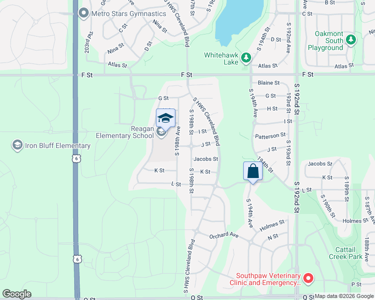 map of restaurants, bars, coffee shops, grocery stores, and more near 4516 South 198th Street in Omaha