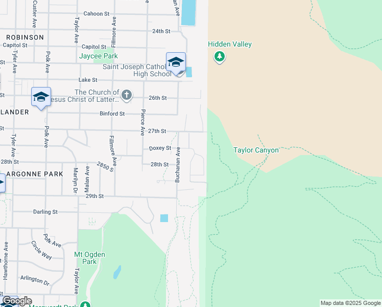 map of restaurants, bars, coffee shops, grocery stores, and more near 2757 Shamrock Drive in Ogden