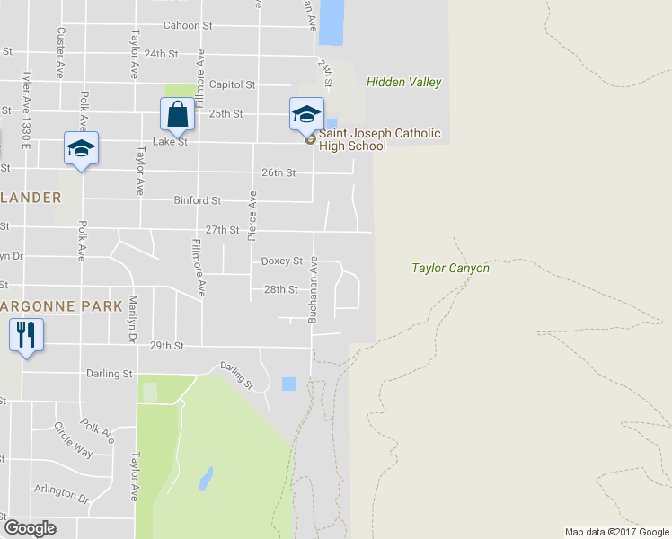 map of restaurants, bars, coffee shops, grocery stores, and more near 2757 Shamrock Drive in Ogden