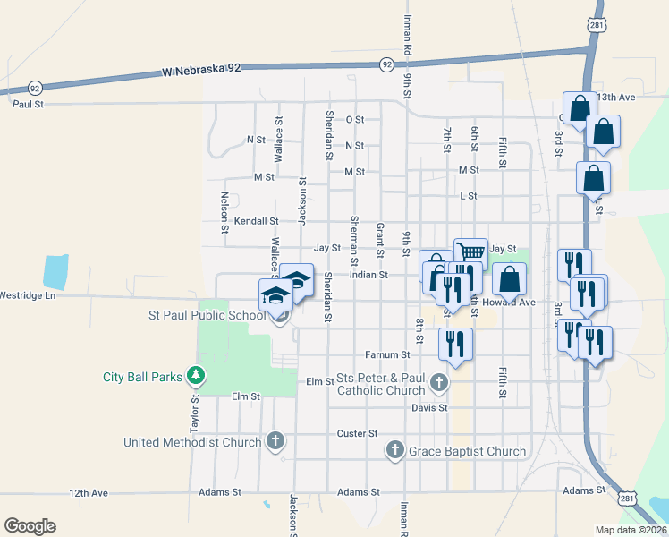 map of restaurants, bars, coffee shops, grocery stores, and more near 801-899 Sherman St in St Paul