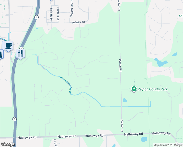 map of restaurants, bars, coffee shops, grocery stores, and more near 14201 Dunton Road in Fort Wayne
