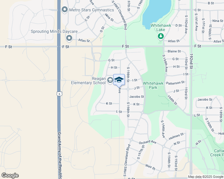 map of restaurants, bars, coffee shops, grocery stores, and more near 4440 South 198th Avenue in Omaha