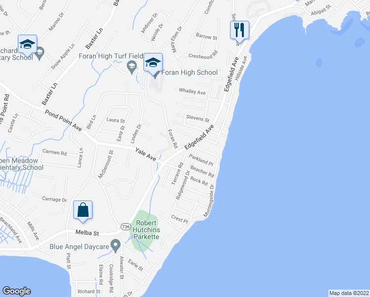 map of restaurants, bars, coffee shops, grocery stores, and more near 179 Edgefield Avenue in Milford