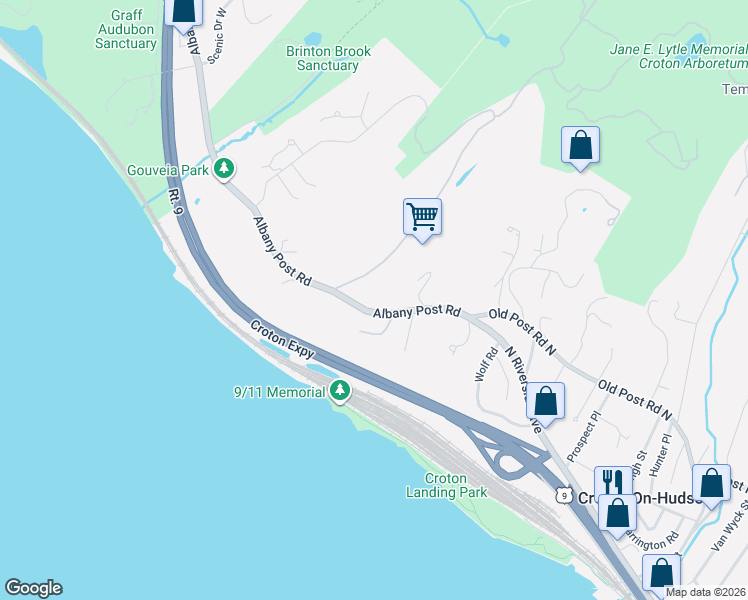 map of restaurants, bars, coffee shops, grocery stores, and more near 2 Prickly Pear Hill Road in Croton-on-Hudson