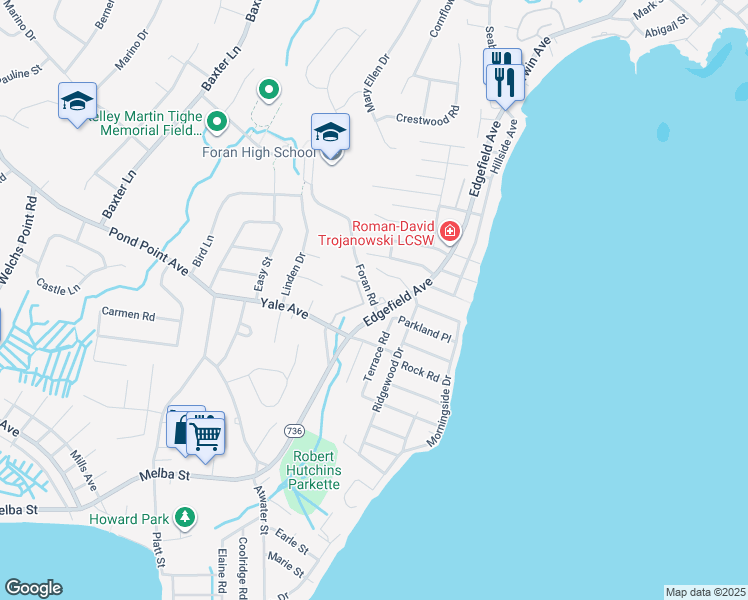 map of restaurants, bars, coffee shops, grocery stores, and more near 20 Foran Road in Milford