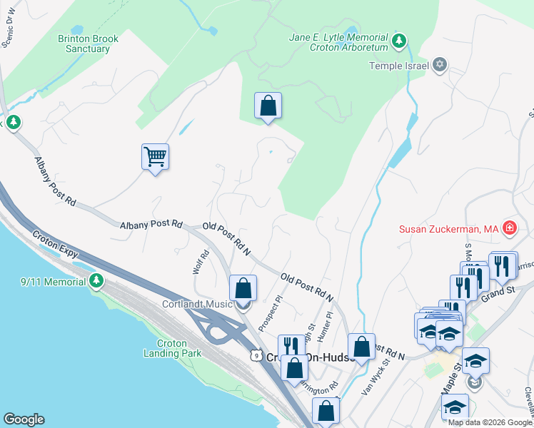 map of restaurants, bars, coffee shops, grocery stores, and more near 19 Finney Farm Road in Croton-on-Hudson
