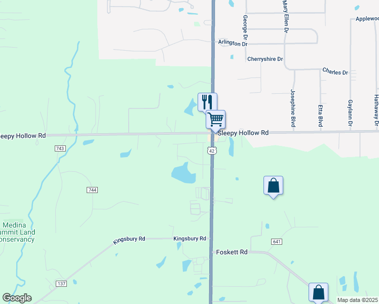 map of restaurants, bars, coffee shops, grocery stores, and more near 4356 Red Ivy Drive in Medina