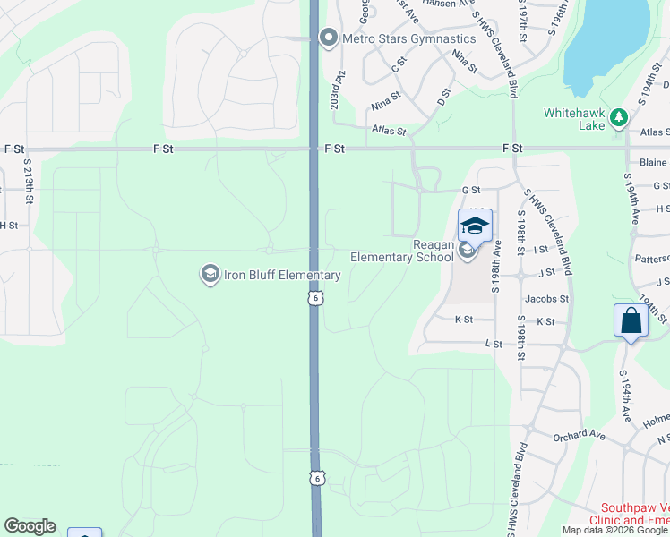 map of restaurants, bars, coffee shops, grocery stores, and more near 4661 South 204th Street in Douglas County