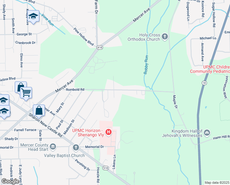 map of restaurants, bars, coffee shops, grocery stores, and more near 2125 Rombold Road in Hermitage