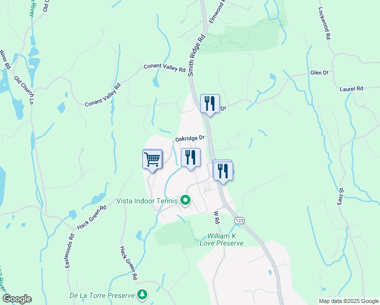 map of restaurants, bars, coffee shops, grocery stores, and more near 38 Bittersweet Lane in South Salem