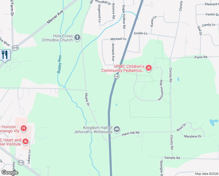 map of restaurants, bars, coffee shops, grocery stores, and more near 1142-1838 South Hermitage Road in Hermitage