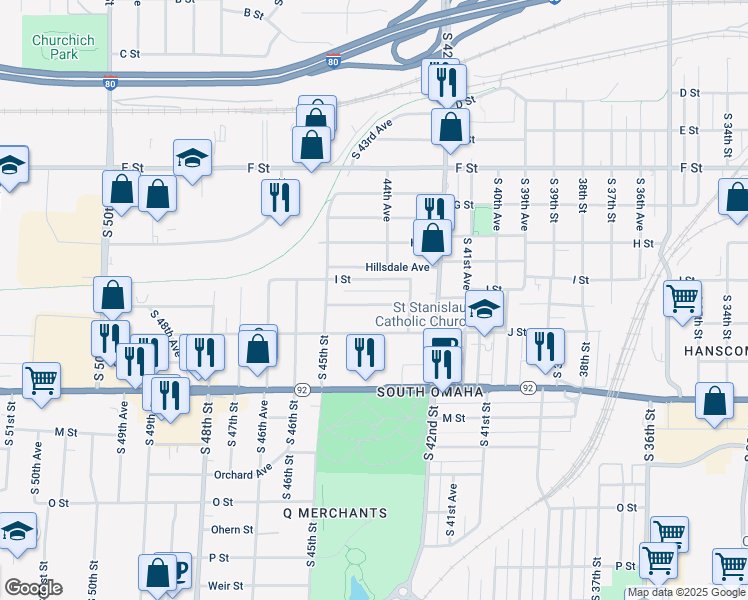 map of restaurants, bars, coffee shops, grocery stores, and more near 4328 Patterson Street in Omaha