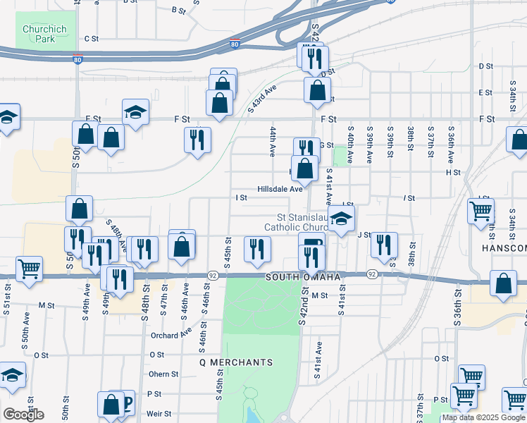 map of restaurants, bars, coffee shops, grocery stores, and more near 4328 Patterson Street in Omaha