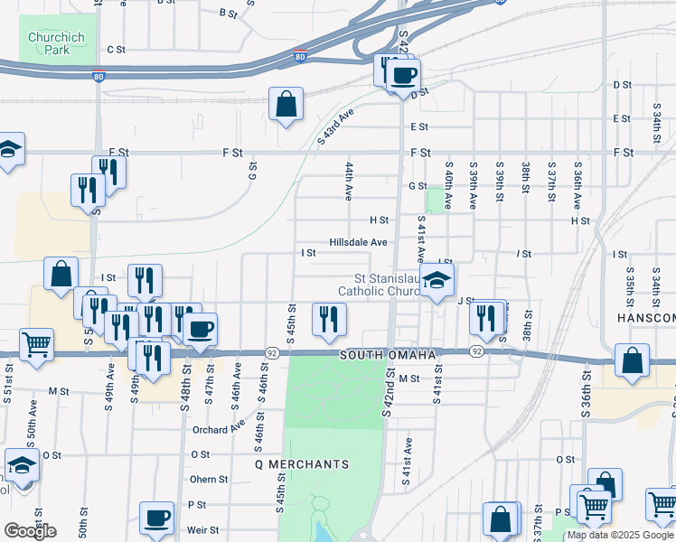 map of restaurants, bars, coffee shops, grocery stores, and more near 4328 Patterson Street in Omaha
