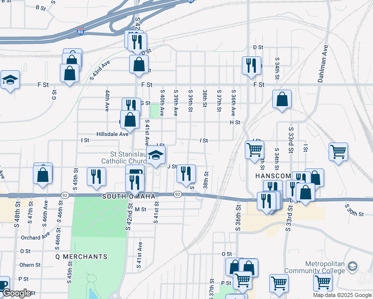 map of restaurants, bars, coffee shops, grocery stores, and more near 3902 Patterson Street in Omaha