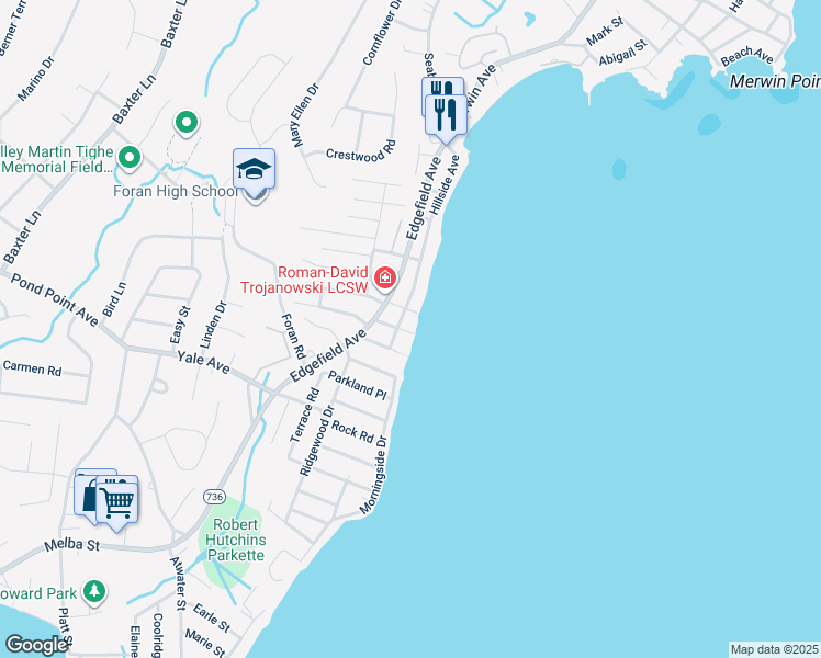 map of restaurants, bars, coffee shops, grocery stores, and more near 19 Hillside Avenue in Milford