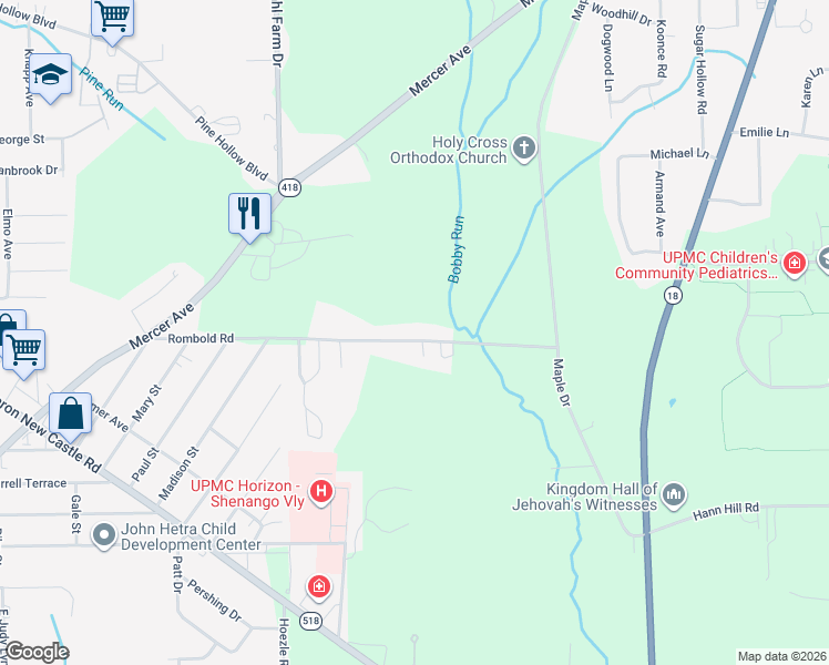 map of restaurants, bars, coffee shops, grocery stores, and more near 2289 Rombold Road in Hermitage