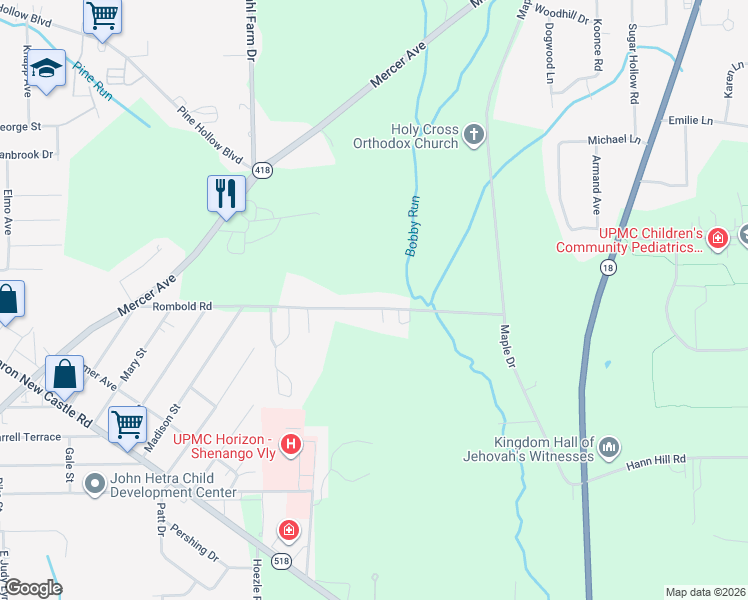 map of restaurants, bars, coffee shops, grocery stores, and more near 2289 Rombold Road in Hermitage