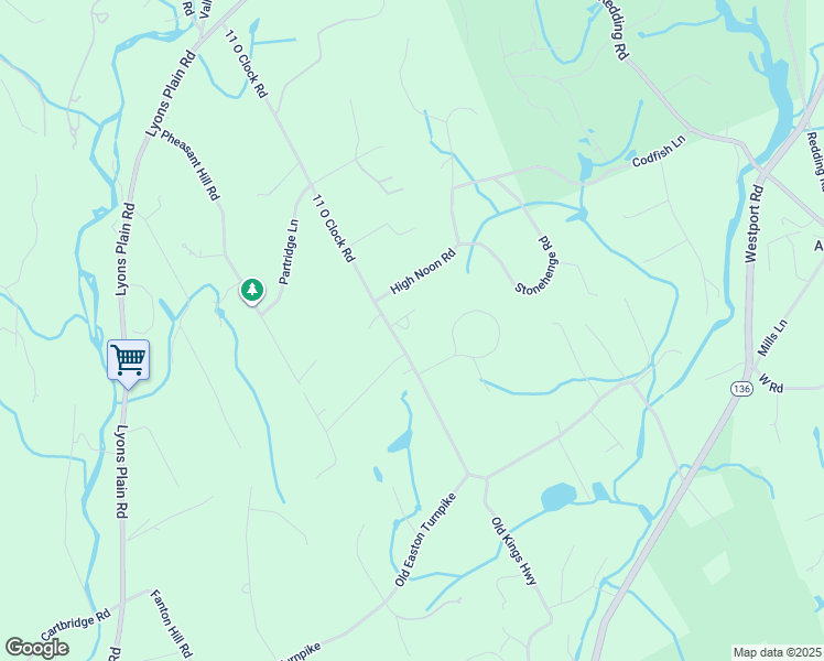 map of restaurants, bars, coffee shops, grocery stores, and more near 74 11 O Clock Road in Weston