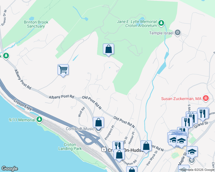 map of restaurants, bars, coffee shops, grocery stores, and more near 19 Finney Farm Road in Croton-on-Hudson